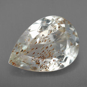 12.54캐럿 천연 골든 루틸 토파즈, 배 모양, 18.6×13.4 mm, 투명한