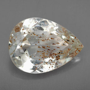 12.54캐럿 천연 골든 루틸 토파즈, 배 모양, 18.6×13.4 mm, 투명한