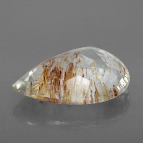 12.54캐럿 천연 골든 루틸 토파즈, 배 모양, 18.6×13.4 mm, 투명한
