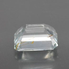 8.72캐럿 천연 골든 루틸 토파즈, 에메랄드 컷, 12.6×10.4 mm, 투명한
