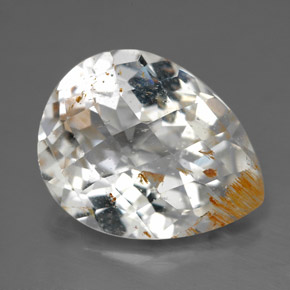 11.36캐럿 천연 골든 루틸 토파즈, 배 모양, 16.6×13 mm, 투명한
