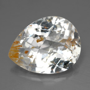 11.36캐럿 천연 골든 루틸 토파즈, 배 모양, 16.6×13 mm, 투명한