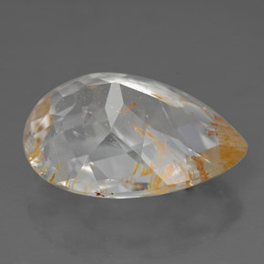 11.36캐럿 천연 골든 루틸 토파즈, 배 모양, 16.6×13 mm, 투명한