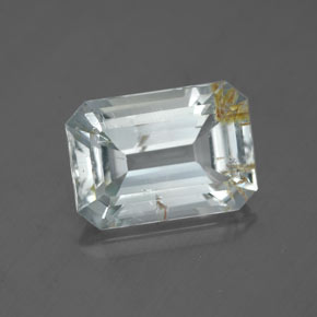 4.75캐럿 천연 골든 루틸 토파즈, 에메랄드 컷, 11.5×8.1 mm, 투명한