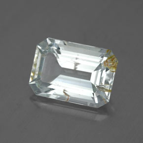 4.75캐럿 천연 골든 루틸 토파즈, 에메랄드 컷, 11.5×8.1 mm, 투명한
