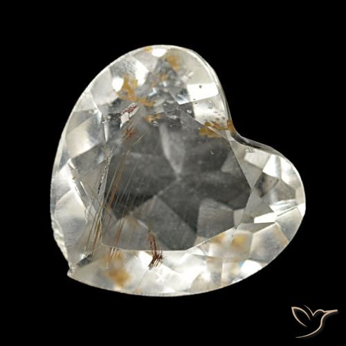 2.55캐럿 천연 매우 밝은 황금빛 갈색 루틸 토파즈, 하트 모양, 8.7×8.3 mm, 투명한