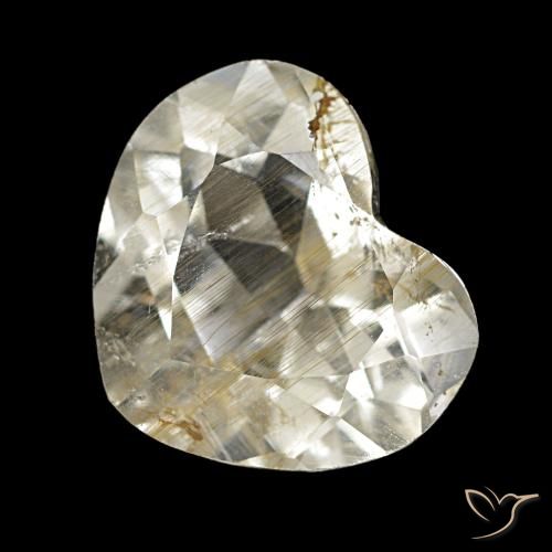 2.50캐럿 천연 매우 밝은 황금빛 갈색 루틸 토파즈, 하트 모양, 9.1×7.7 mm, 투명한