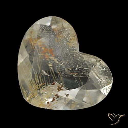 1.64ct 매우 밝은 황금빛 갈색 루틸 토파즈, 하트, 투명한