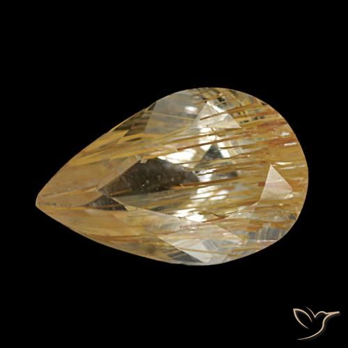 1.23캐럿 천연 미디엄 골든 루틸 토파즈, 배 모양, 8.9×5.7 mm, 투명한