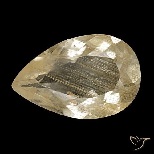 3.10ct 매우 밝은 황금빛 갈색 루틸 토파즈, 배 모양, 투명한