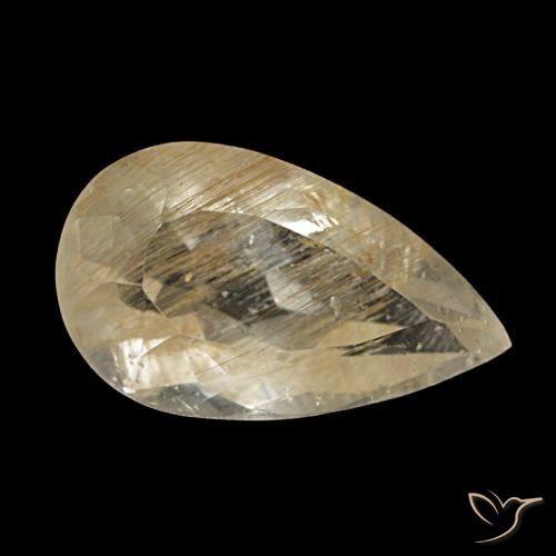 3.19캐럿 천연 골든 옐로우 루틸 토파즈, 배 모양, 12.4×7.3 mm, 투명한