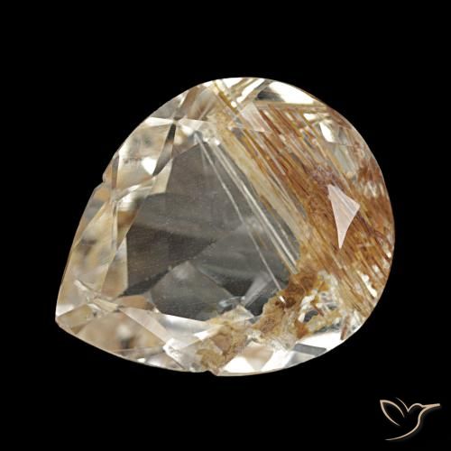 4.78ct 웜 브라운 루틸 토파즈, 배 모양, 투명한