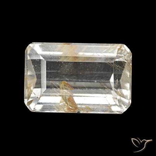 5.06ct 무색 루틸 토파즈, 에메랄드 컷, 투명한