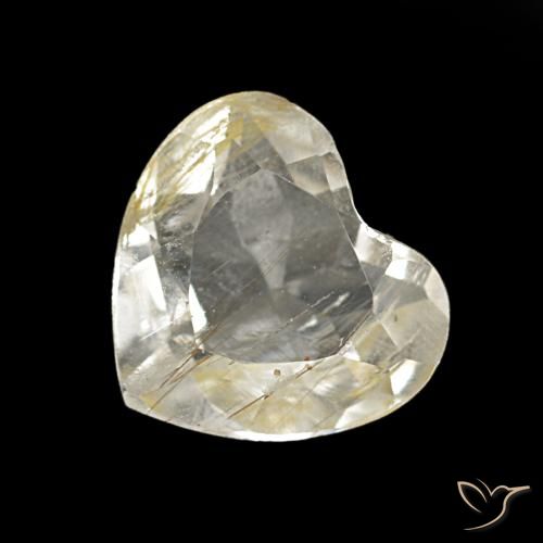 1.06캐럿 천연 옅은 노랑 루틸 토파즈, 하트 모양, 7×6.3 mm, 투명한