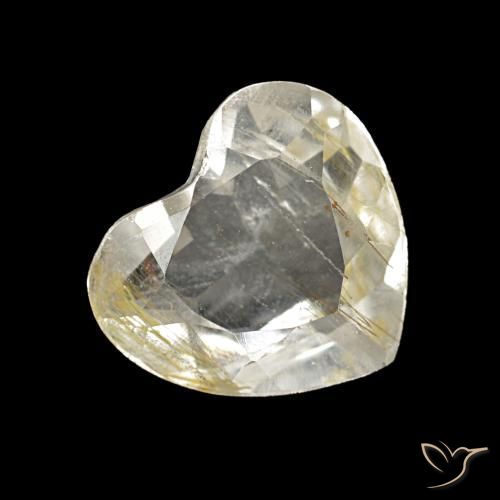 1.06캐럿 천연 옅은 노랑 루틸 토파즈, 하트 모양, 7×6.3 mm, 투명한