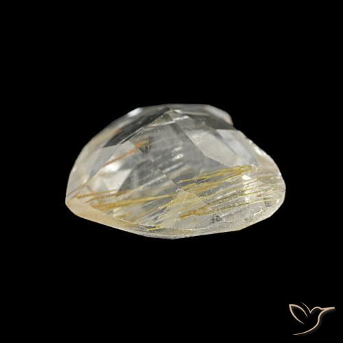 1.06캐럿 천연 옅은 노랑 루틸 토파즈, 하트 모양, 7×6.3 mm, 투명한