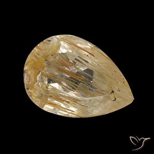 2.78캐럿 천연 매우 밝은 황금빛 갈색 루틸 토파즈, 배 모양, 10.9×7.7 mm, 투명한