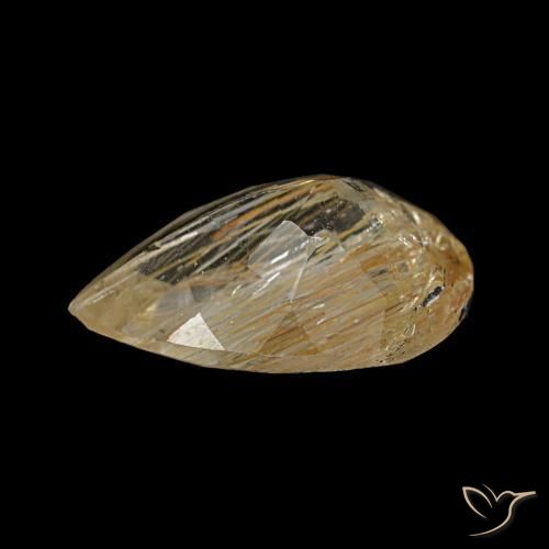 2.78캐럿 천연 매우 밝은 황금빛 갈색 루틸 토파즈, 배 모양, 10.9×7.7 mm, 투명한
