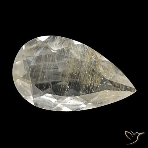 4.94캐럿 천연 매우 밝은 황금빛 갈색 루틸 토파즈, 배 모양, 15.8×9.3 mm, 투명한