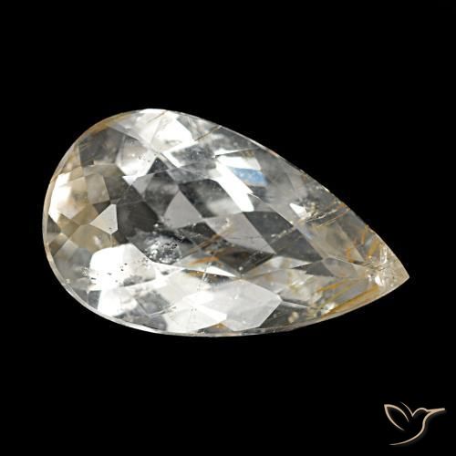 3.20캐럿 천연 매우 밝은 황금빛 갈색 루틸 토파즈, 배 모양, 13.2×7.9 mm, 투명한