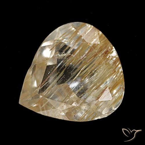 5.22캐럿 천연 매우 밝은 황금빛 갈색 루틸 토파즈, 배 모양, 11.9×11.1 mm, 투명한