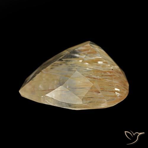 5.22캐럿 천연 매우 밝은 황금빛 갈색 루틸 토파즈, 배 모양, 11.9×11.1 mm, 투명한