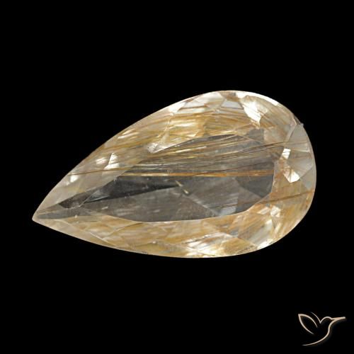 3.34ct 옐로우 루틸 토파즈, 배 모양, 투명한