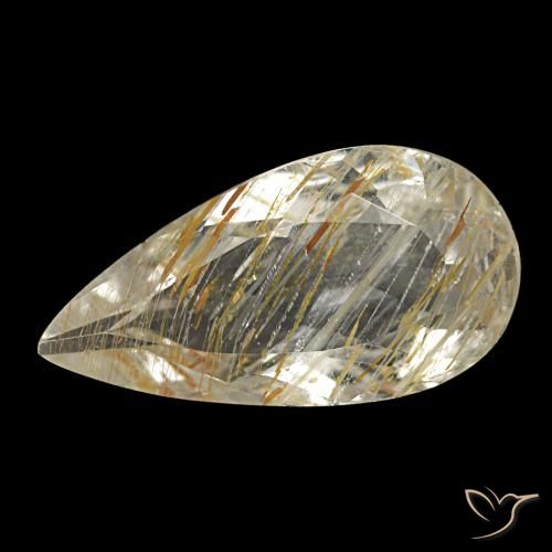 1.84캐럿 천연 매우 밝은 황금빛 갈색 루틸 토파즈, 배 모양, 11.8×6.1 mm, 투명한