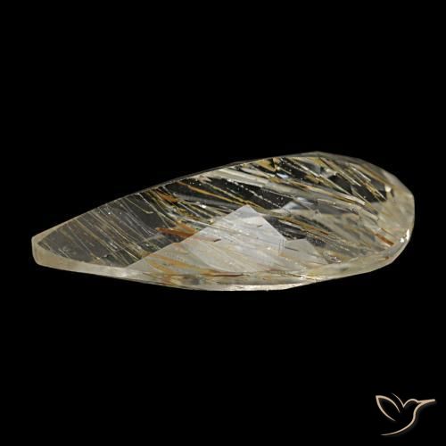 1.84캐럿 천연 매우 밝은 황금빛 갈색 루틸 토파즈, 배 모양, 11.8×6.1 mm, 투명한