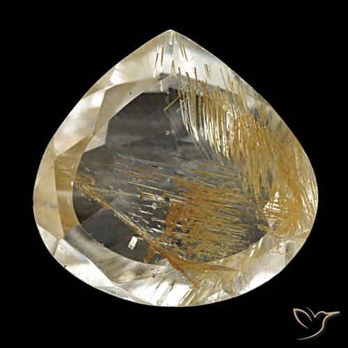 5.46ct 매우 밝은 황금빛 갈색 루틸 토파즈, 배 모양, 투명한