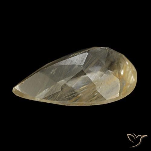1.92캐럿 천연 매우 밝은 황금빛 갈색 루틸 토파즈, 배 모양, 10.5×6.4 mm, 투명한