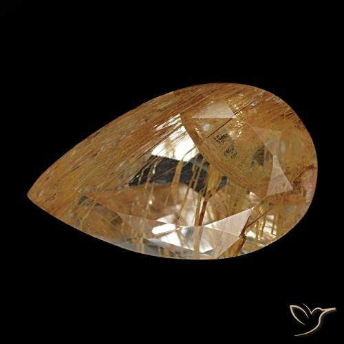 3.47캐럿 천연 Medium Light-Brown 루틸 토파즈, 배 모양, 12.6×7.5 mm, 투명한