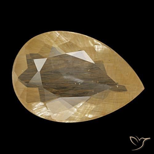 2.89캐럿 천연 Medium Light-Brown 루틸 토파즈, 배 모양, 12×8.2 mm, 투명한