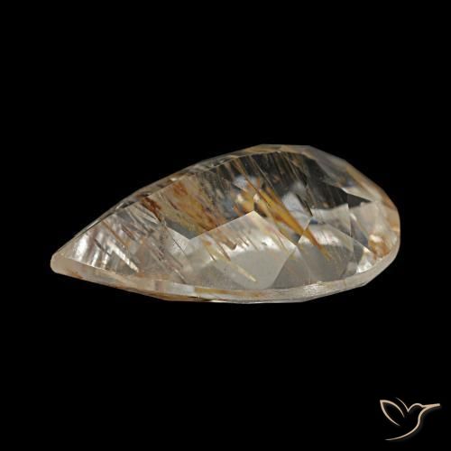 1.97캐럿 천연 매우 밝은 황갈색 루틸 토파즈, 배 모양, 9.9×6.9 mm, 투명한