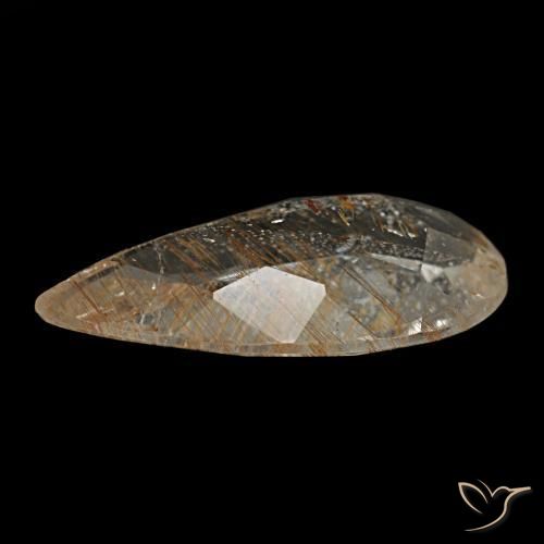 1.95캐럿 천연 매우 밝은 갈색 루틸 토파즈, 배 모양, 12.5×6.4 mm, 투명한