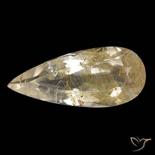 4.48캐럿 천연 매우 밝은 황금빛 갈색 루틸 토파즈, 배 모양, 16.8×7.2 mm, 투명한