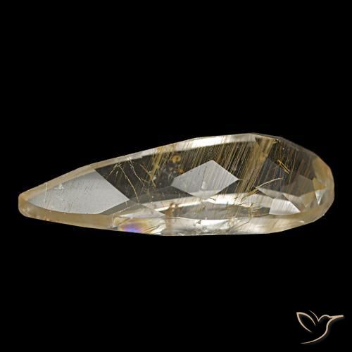 4.48캐럿 천연 매우 밝은 황금빛 갈색 루틸 토파즈, 배 모양, 16.8×7.2 mm, 투명한