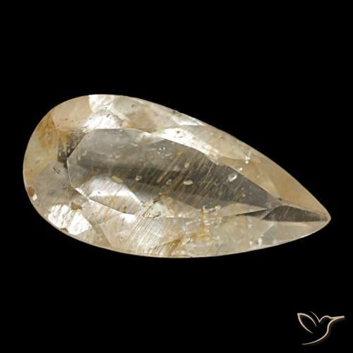 2.67캐럿 천연 매우 밝은 황금빛 갈색 루틸 토파즈, 배 모양, 13.5×6.8 mm, 투명한