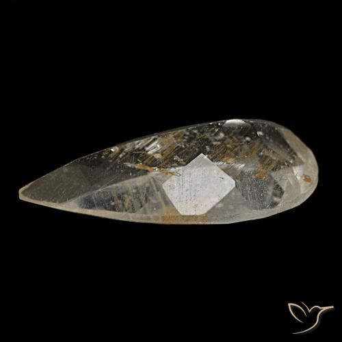 2.67캐럿 천연 매우 밝은 황금빛 갈색 루틸 토파즈, 배 모양, 13.5×6.8 mm, 투명한