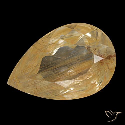 4.64캐럿 천연 미디엄 골든 루틸 토파즈, 배 모양, 13.6×9.1 mm, 투명한