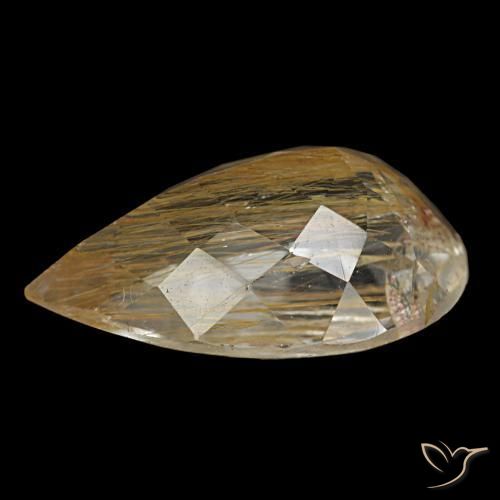 4.64캐럿 천연 미디엄 골든 루틸 토파즈, 배 모양, 13.6×9.1 mm, 투명한
