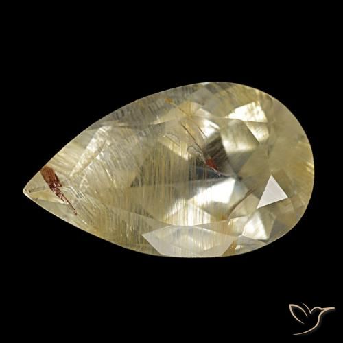 4.06캐럿 천연 매우 밝은 황금빛 갈색 루틸 토파즈, 배 모양, 13.2×8 mm, 투명한