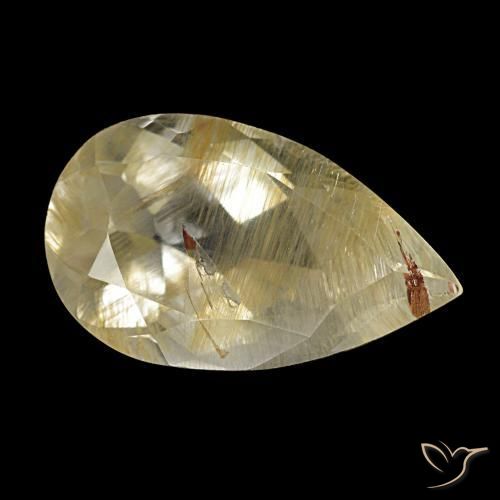 4.06캐럿 천연 매우 밝은 황금빛 갈색 루틸 토파즈, 배 모양, 13.2×8 mm, 투명한