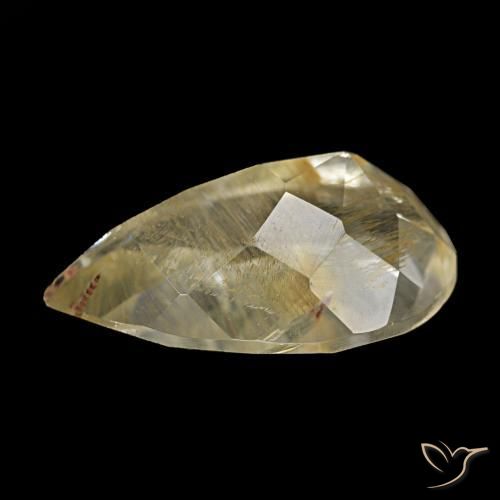 4.06캐럿 천연 매우 밝은 황금빛 갈색 루틸 토파즈, 배 모양, 13.2×8 mm, 투명한