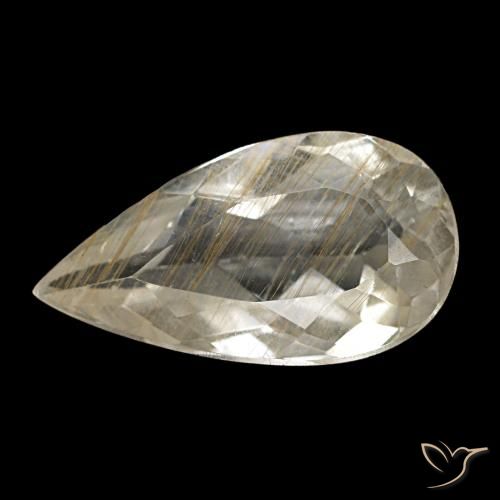 3.48ct 옐로우 루틸 토파즈, 배 모양, 투명한