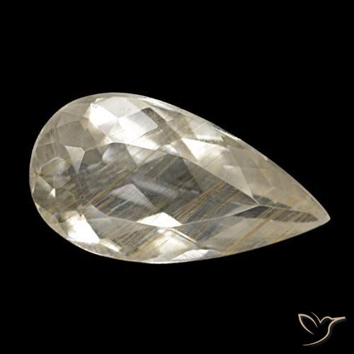 3.48캐럿 천연 매우 밝은 황금빛 갈색 루틸 토파즈, 배 모양, 13.8×7.5 mm, 투명한