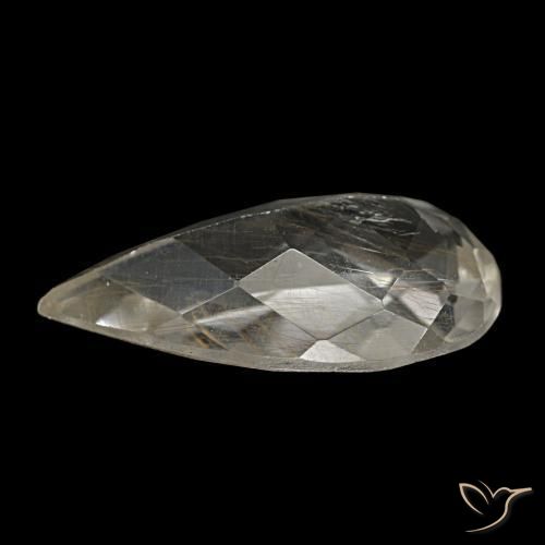 3.48캐럿 천연 매우 밝은 황금빛 갈색 루틸 토파즈, 배 모양, 13.8×7.5 mm, 투명한