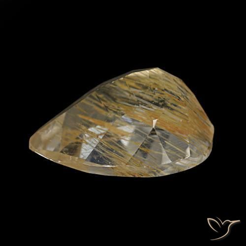 2.18캐럿 천연 매우 밝은 황금빛 갈색 루틸 토파즈, 배 모양, 9.3×7.3 mm, 투명한