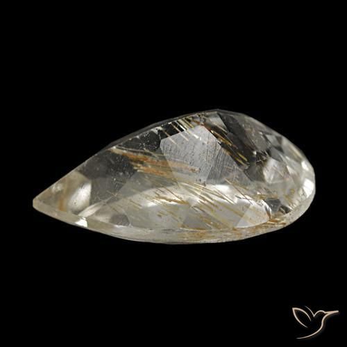 2.28캐럿 천연 매우 밝은 황금빛 갈색 루틸 토파즈, 배 모양, 10.3×6.9 mm, 투명한