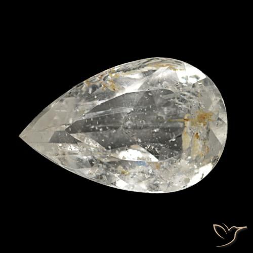 2.87캐럿 천연 옅은 노랑 루틸 토파즈, 배 모양, 11.8×7.7 mm, 불투명체